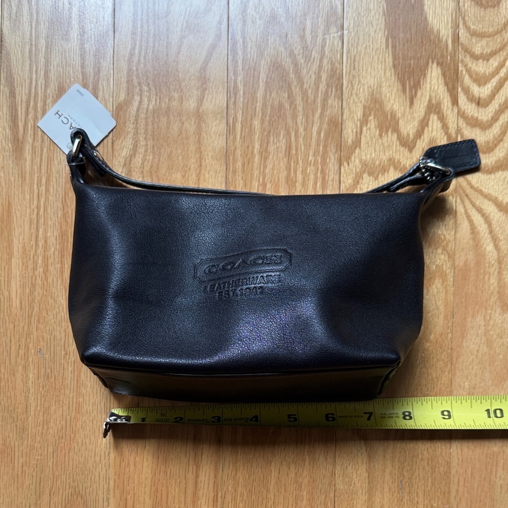 Coach Factory Black Mini Leather Top Handle Bag with Embossed Logo